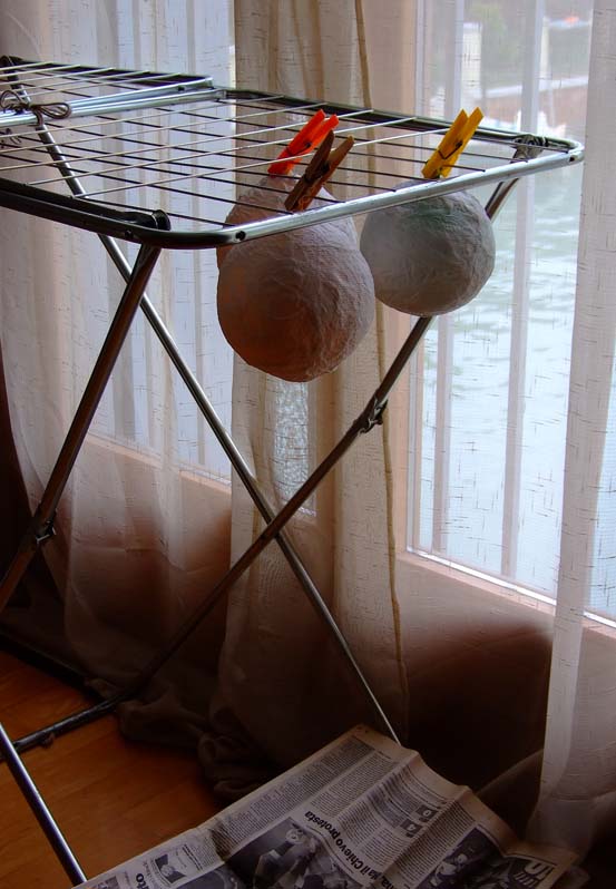 large baubles drying 