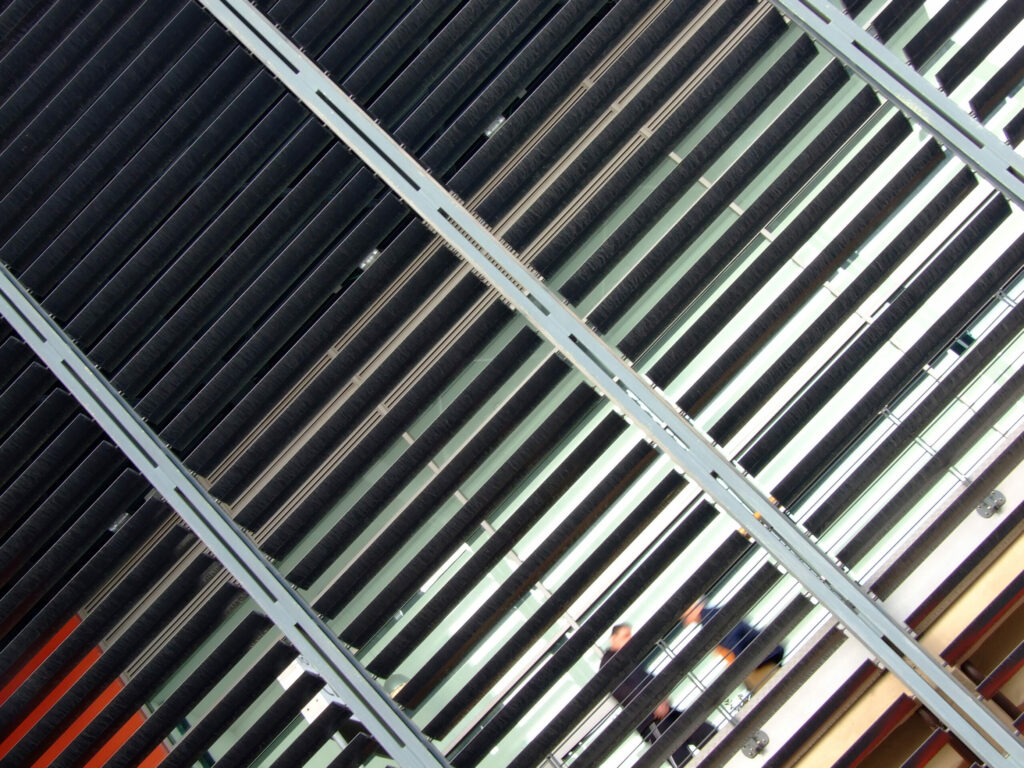 Metal slats on building