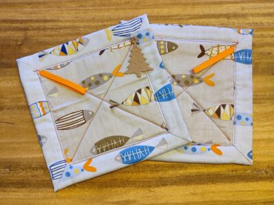 Blue & grey fishy pot-holders