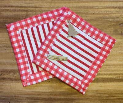 Red stripes & check pot-holders