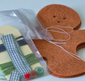 Gingerbread man diy sewing kit available for purchase