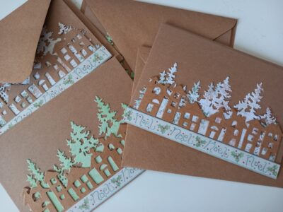 Random assortment of 3 handmade Christmas theme greetings cards + free gift - Image 4