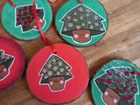 Two hand painted wooden gift tags