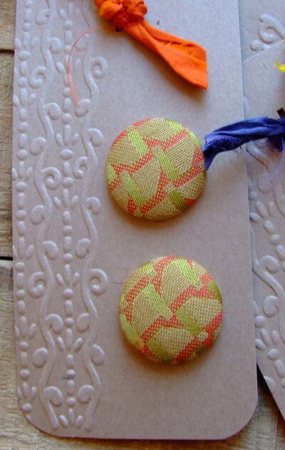 Textile covered button clip earrings - Image 9