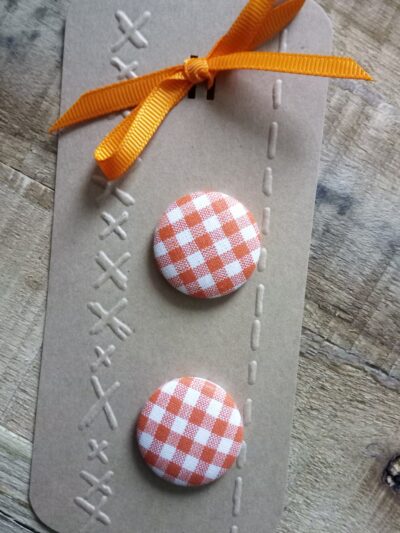 Textile covered button clip earrings - Image 10