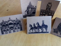 Set of 5 lino cut print greetings cards of Venetian icons