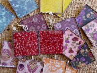 Vintage theme square earrings