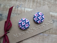 Textile covered button earrings available for purchase