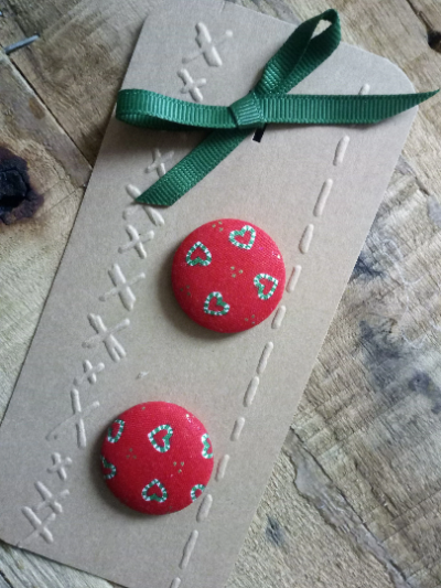 Textile covered button clip earrings - Image 7