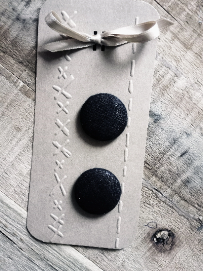 Textile covered button clip earrings - Image 4